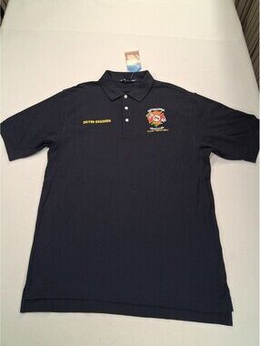 Devon & Jones Hollywood FL Fire-Rescue Men's L Blue Pima Pique Polo Shirt D100